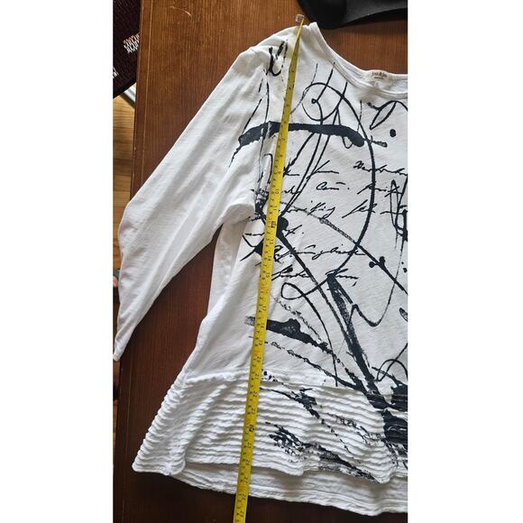 Jess & James Scrolls Asymmetrical Black Scribble Tunic Shirt , Womens Sz L - Picture 8 of 13